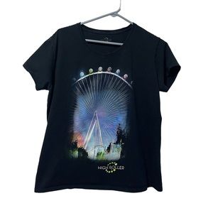 High Roller Shirt Women XL Black Cotton Lightweight Casual Graphic Crew Neck Tee